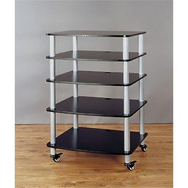 Vti Manufacturing VTI Manufacturing AR405SB 4 Silver Poles 5 Black Shelves With Caster AV Stand AR405SB